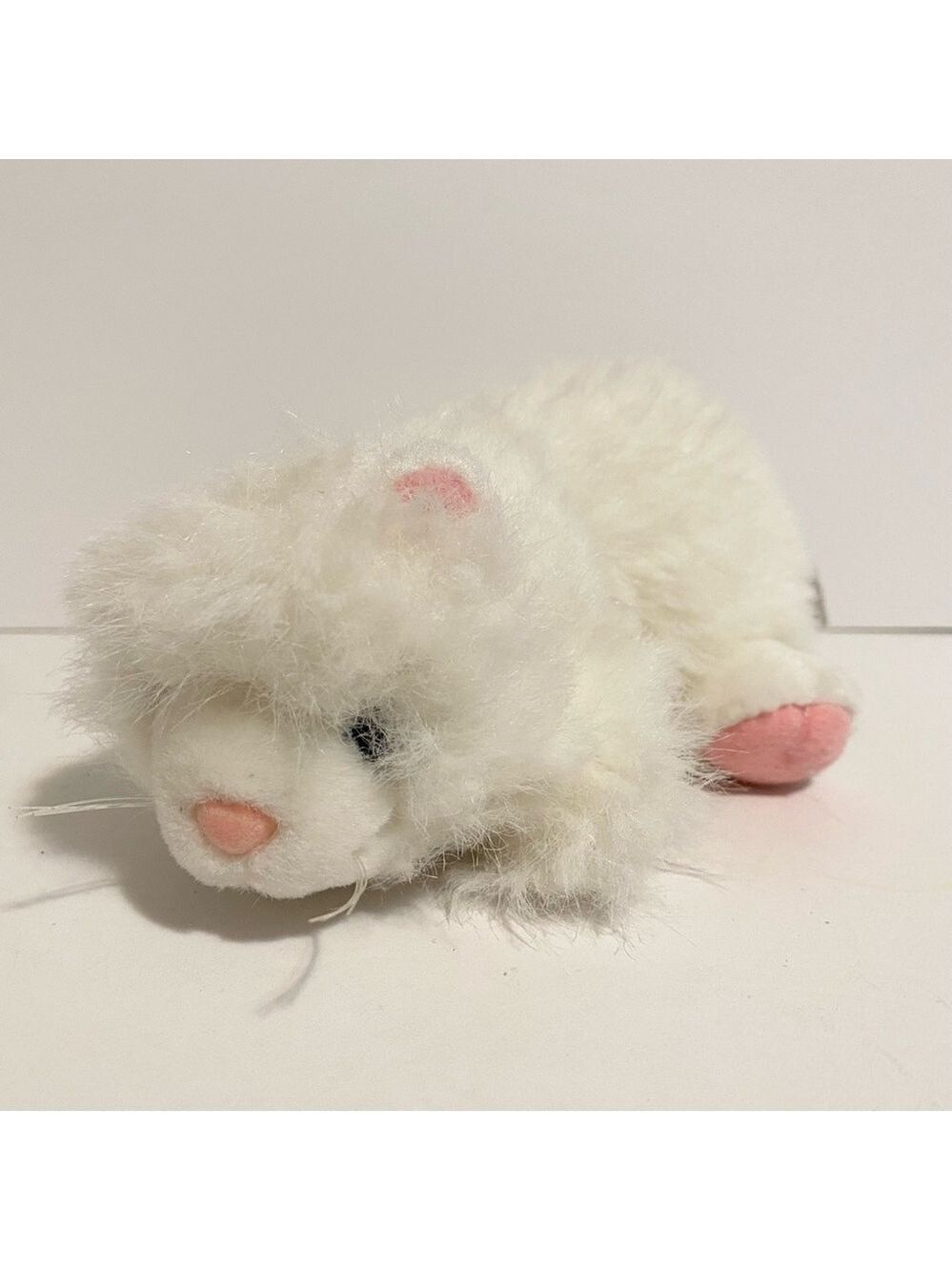 Ganz Heritage Collection White Kitty Cat Plush Stuffed Animal Toy Pink 8” Laying